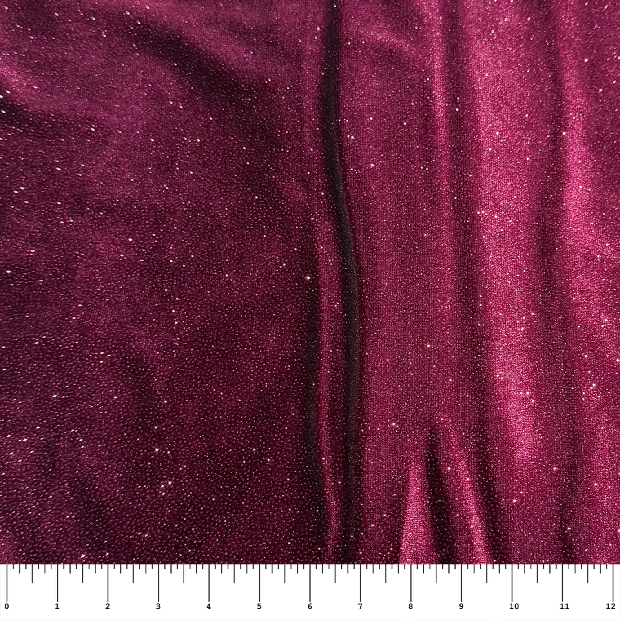 Feldman Maroon Sparkle Stretch Velvet Fabric
